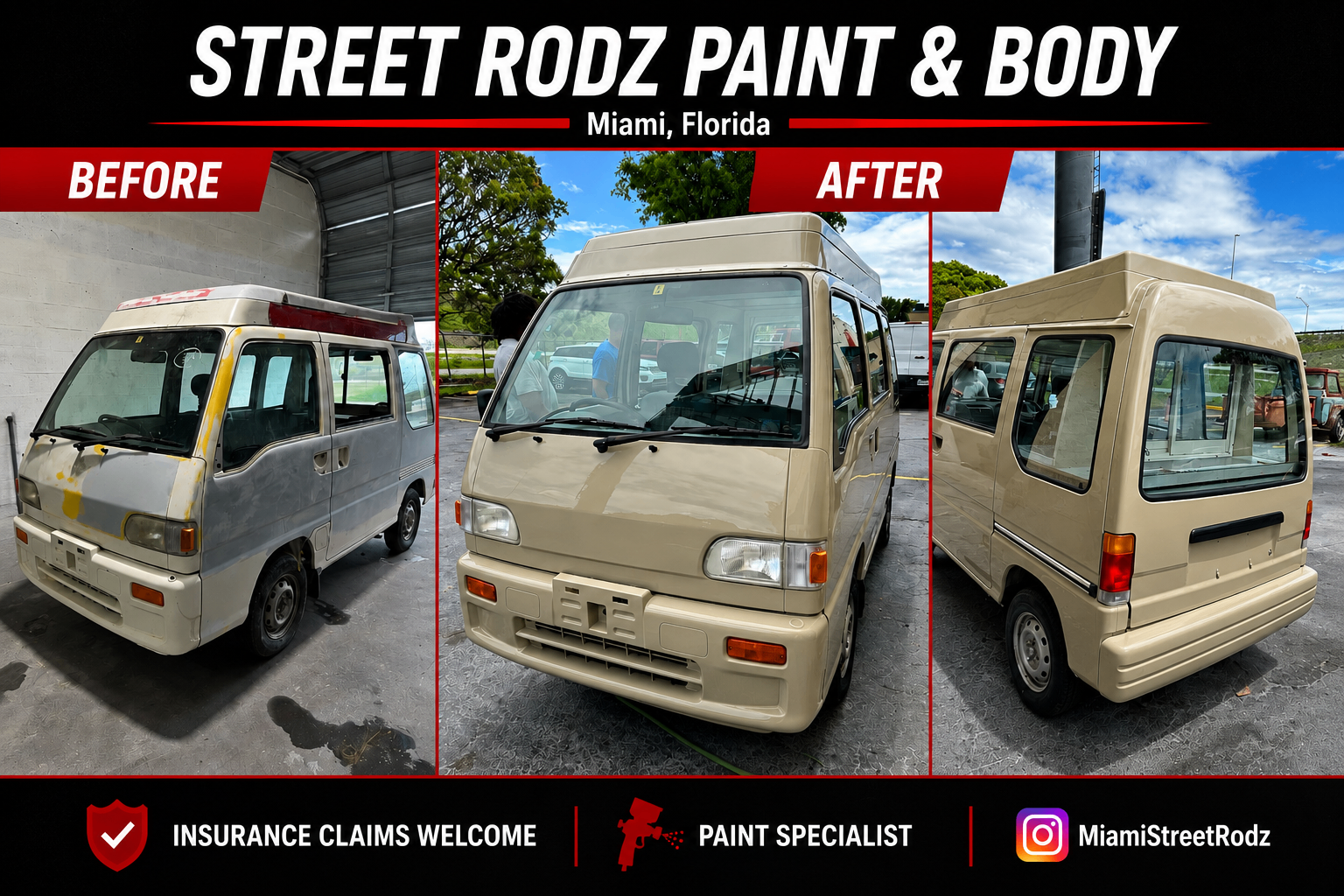 Kei van before and after paint work