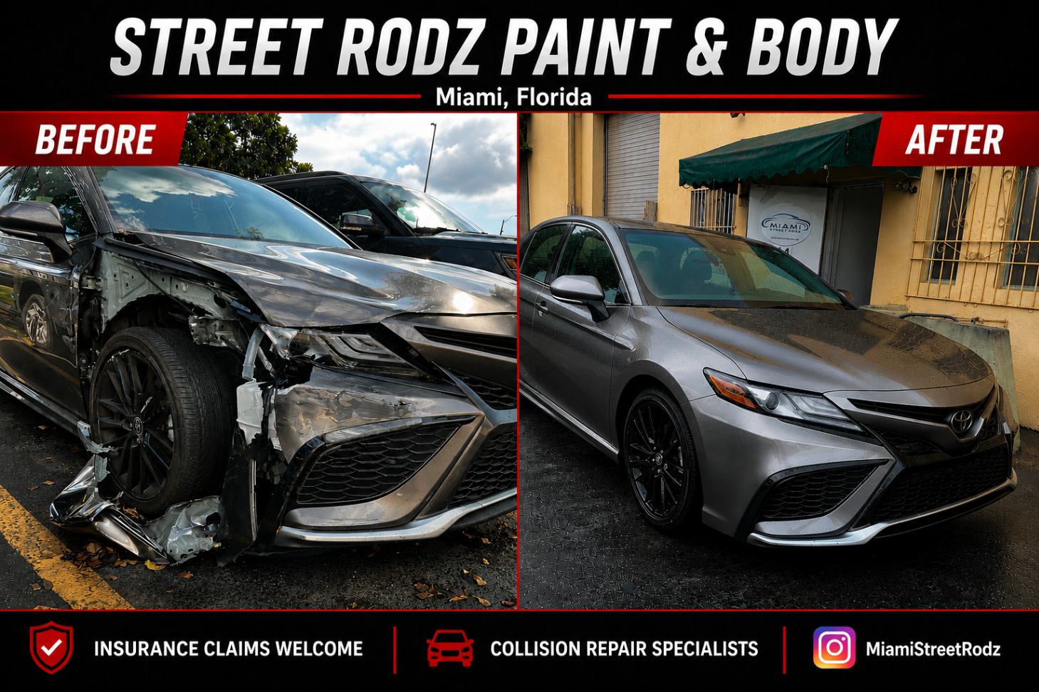 Toyota Camry before and after collision repair